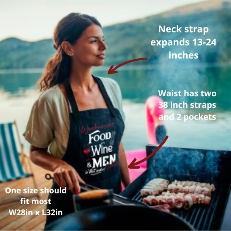 Fay People Wine Gifts for Women or Funny Aprons for Women - Black, Adjustable and Fits Most Sizes